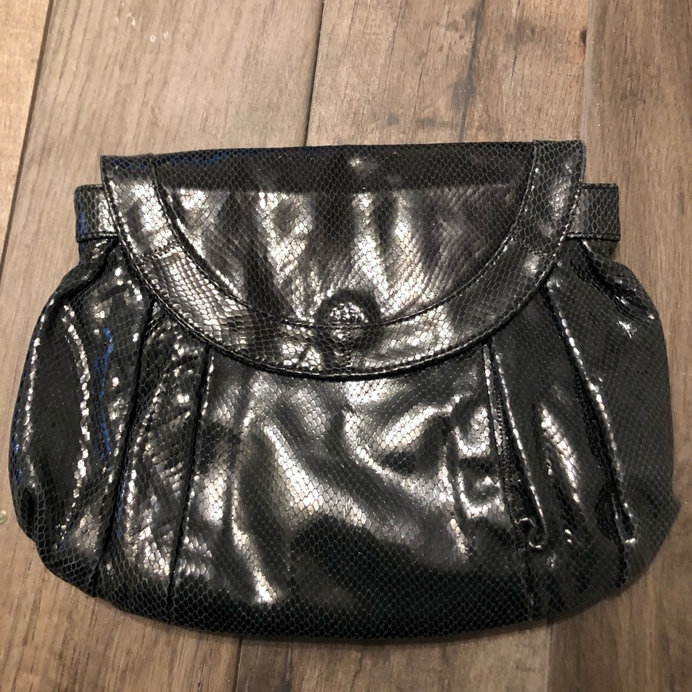 Carlos Falchi Python Pleated Leather Clutch - image 1